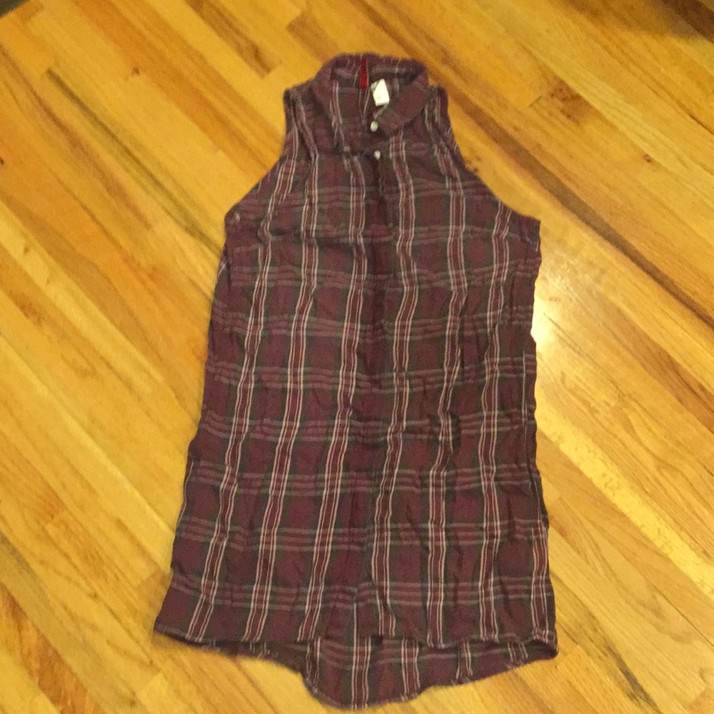 H&M Divided Plaid Button Down Tank Tunic 4